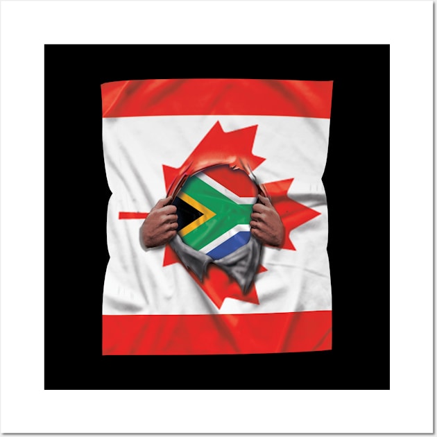 South Africa Flag Canadian Flag Ripped - Gift for South African From South Africa Wall Art by Country Flags